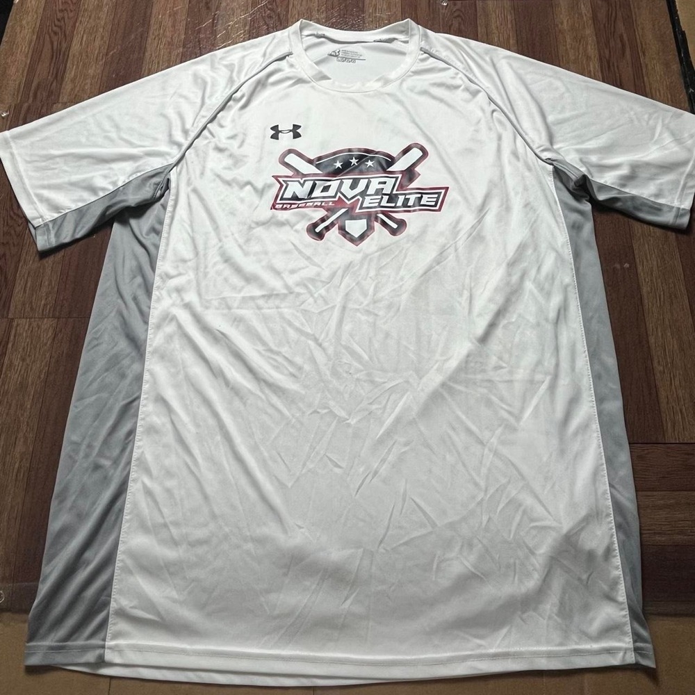 Under Armour White Nova Elite Baseball Sportswear Shirt‎ Large